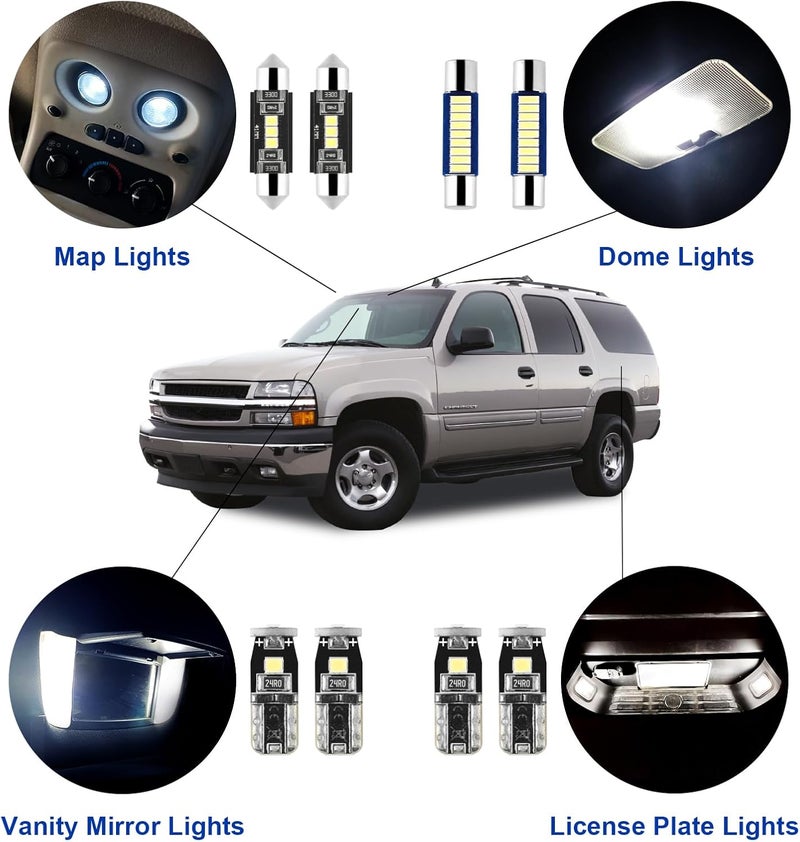 EASY EAGLE 21Pcs Car Interior Lights: Super Bright Bulbs 6000K White LED for 2000 2001 2002 2003 2004 2005 2006 Chevy Tahoe/Suburban all models Lighting Package Kit Includes Light Accessories + Install Tool - Image 3